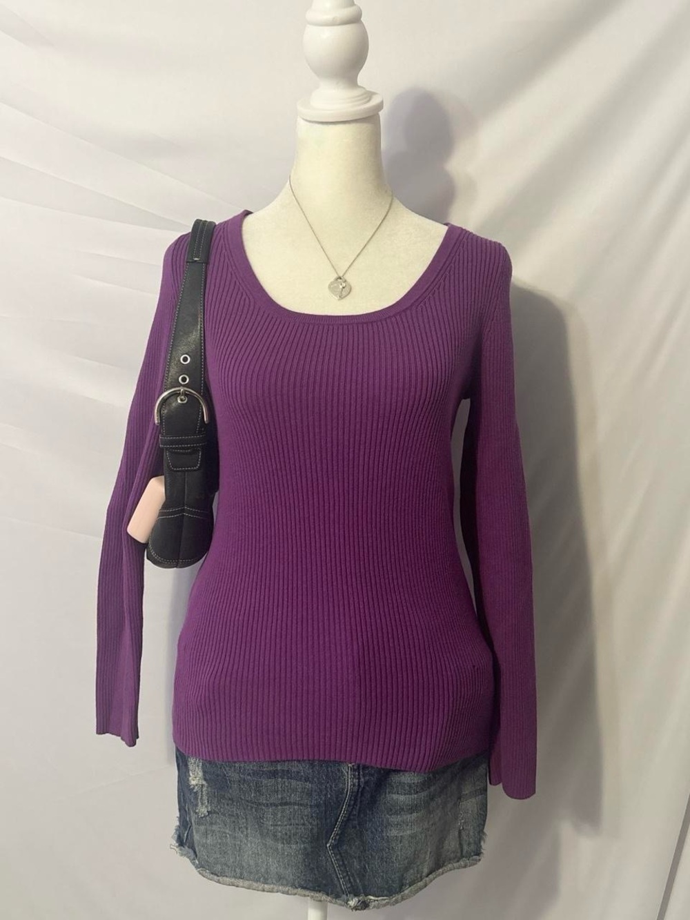 Vintage Y2K Fitted Purple Preppy Sweater Top